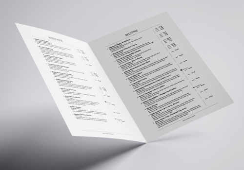 Printed menu