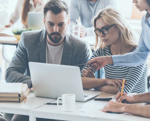 Remote colleagues reviewing work together